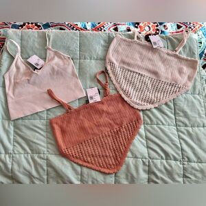 NWT- 3 crop cami’s from Forever 21. Large and XL